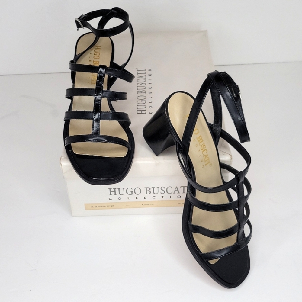 Black Leather High Heel Sandals Ankle Strap Made in Brazil 6 - Picture 16 of 16